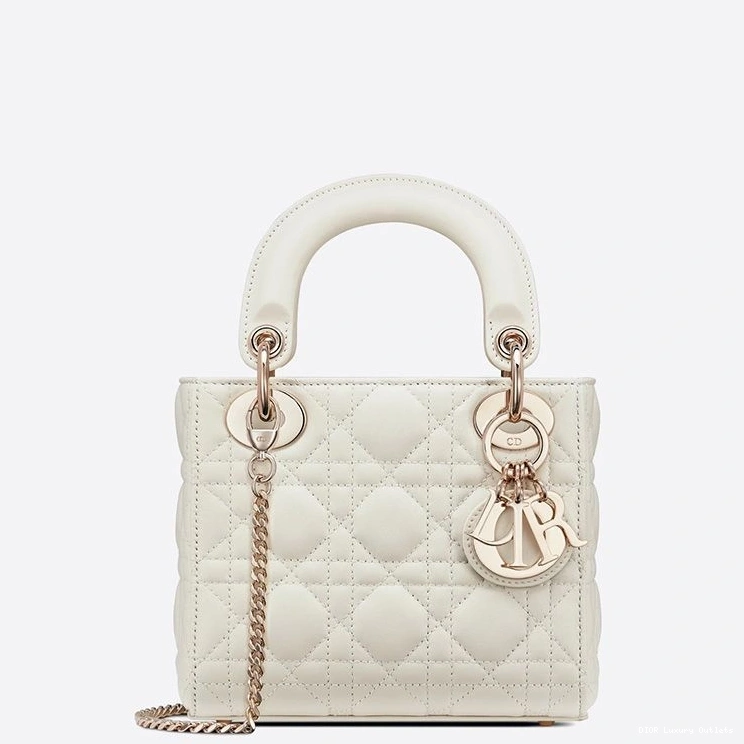 Cheap White Dior Bag Lambskin Mini Cannage Lady 0814 Luxury